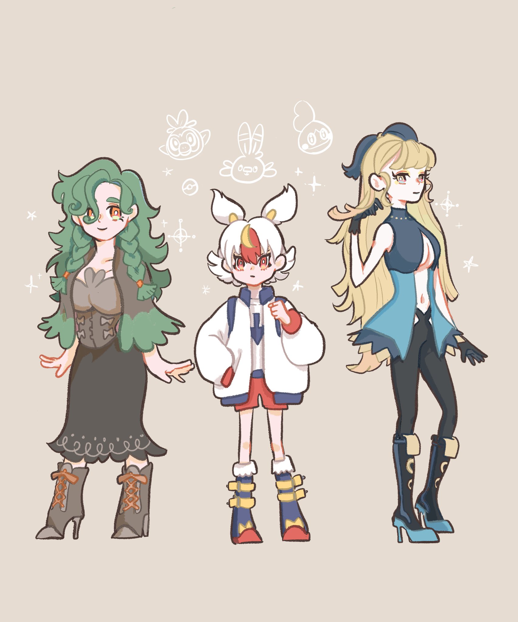 塩受験ながす ガラル御三家最終進化擬人化女子ver ポケモンイラスト ポケモン剣盾 塩受験ながす ガラル御三家最終進化擬人化女子ver ポケモンイラスト ポケモン剣盾