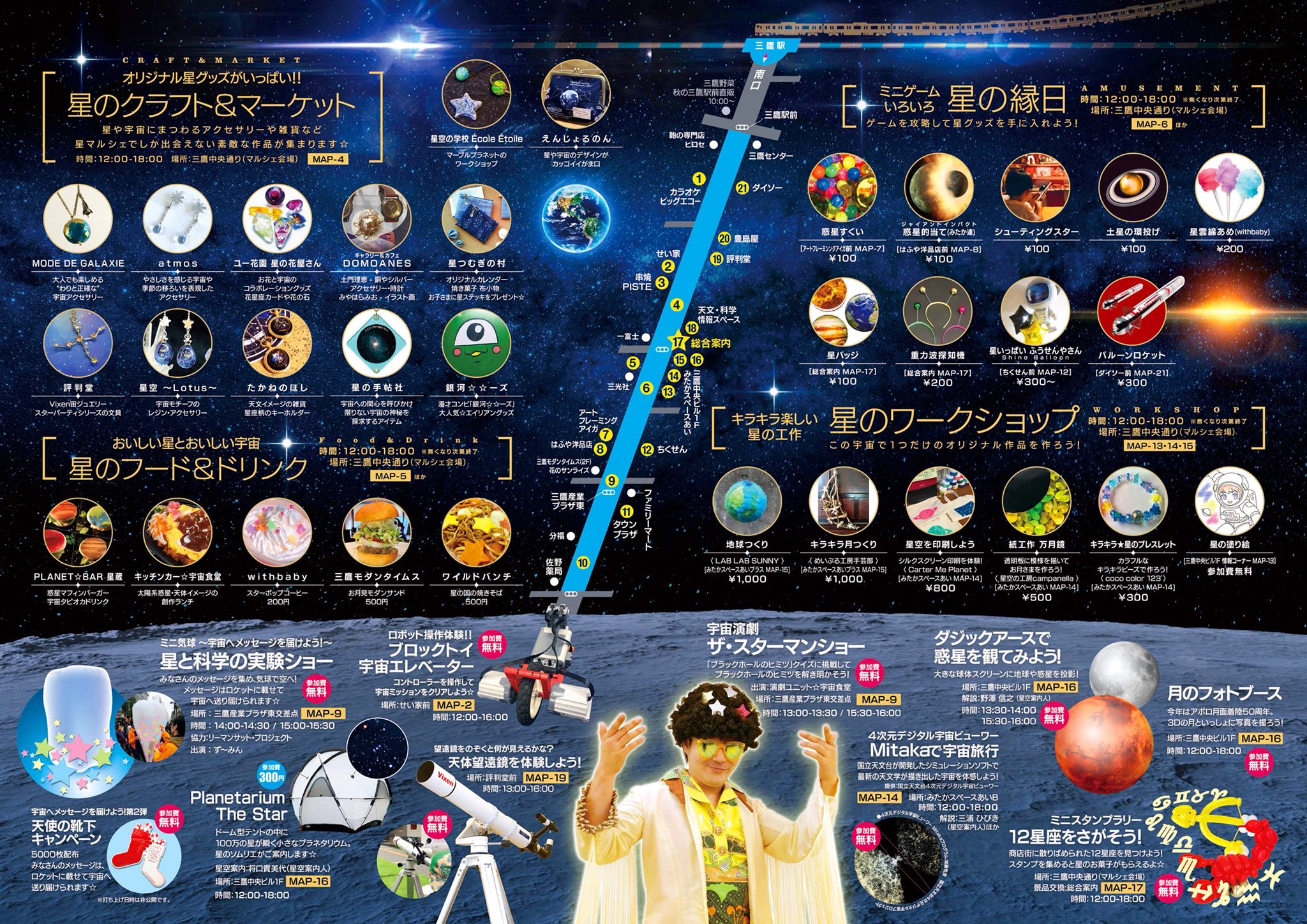 تويتر 星マルシェ على تويتر 本日開催 天文台のある街 三鷹の商店街が 星と宇宙に染まる 星マルシェ 本日予定通り 開催決定です 午後からはお天気も回復しそうですので キラキラの青空市をお楽しみください W 三鷹 本日開催