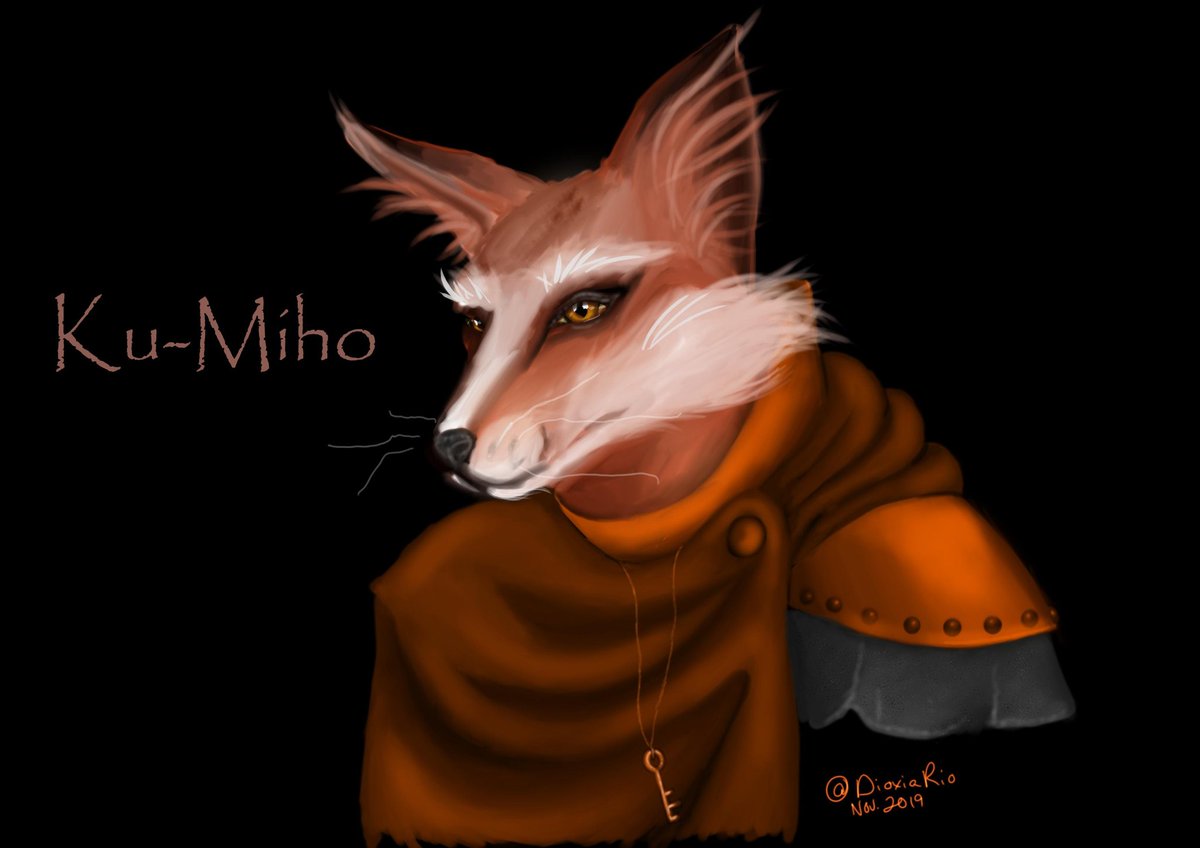 DonBuley's tweet photo. My talented af pal @DioxiaRio art'd my newest character, which you can hear in the @AeternaP Podcast. This is Ku-Miho, Kitsune Paladin of Abadar. #pathfinder #kitsune #smiteevil https://t.co/iLqwkLjvCe