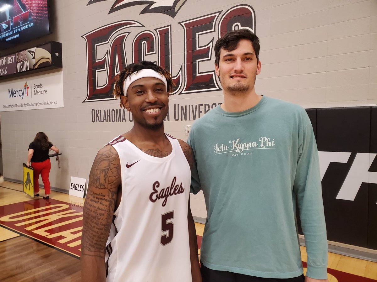 Mr. Perfect times 2! @5gonebadd (left) posted the 2nd perfect shooting game in OC history, going 11 of 11 as @oceaglebball beat Texas A&amp;M International 65-57. Then he got a pic with <a href="/JohnWMoon25/">John Moon</a>, who went 20 of 20 in a win over Panhandle State a few years ago. #EaglesFlyTogether