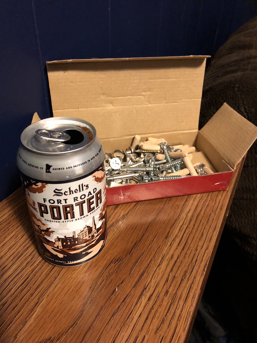 polpageturner's tweet photo. Putting the last book shelf together and then I can show off the final look of the library with my three new ones. Iโm just sad thereโs no more Fort Road Porter in my fridge. @SchellsBrewery #buildingthings #bookishprobs https://t.co/iPSTFAt3wZ