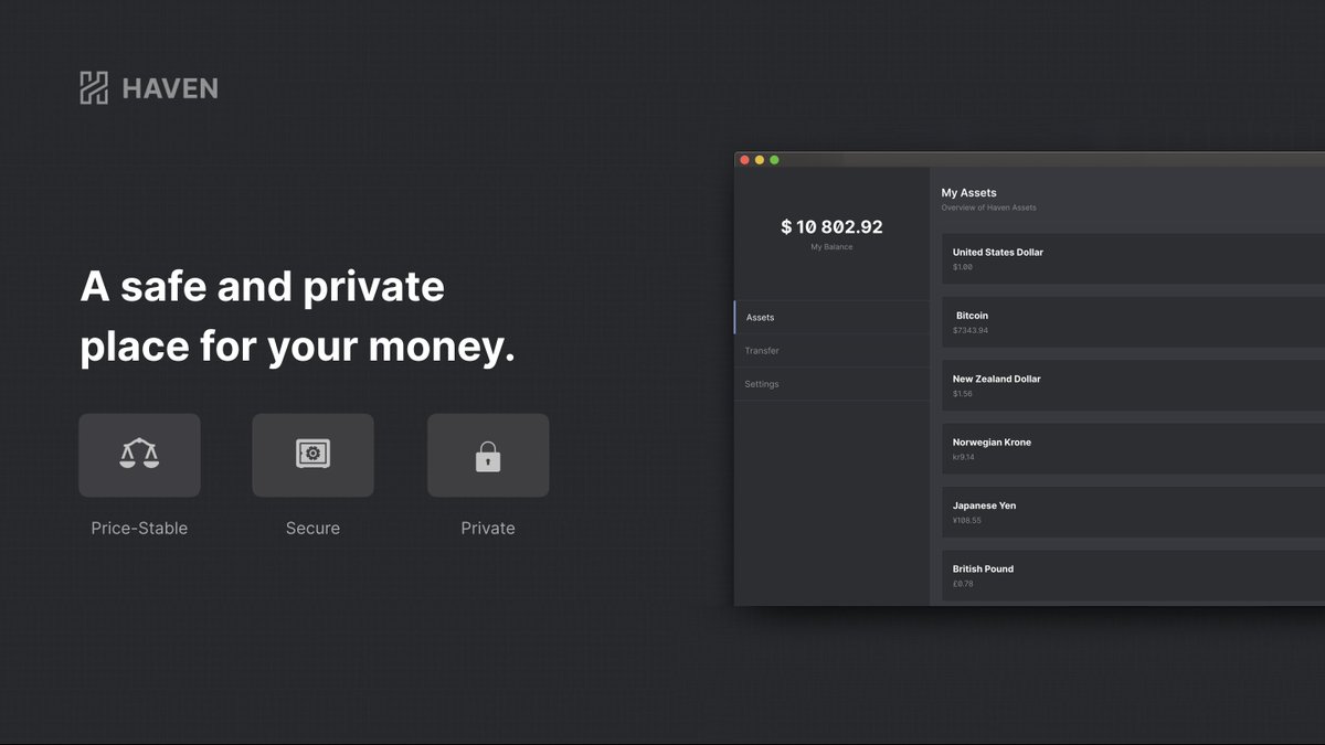 A thread for everyone who doesn't know what  @HavenXHV is:Haven is building a safe and private place to store your money in price-stable digital currencies.A personal vault, only you can access.