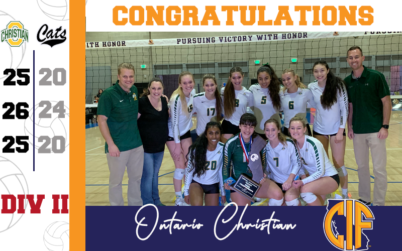 CIFState's tweet photo. Congratulations to Ontario Christian High School in winning the 2019 CIF State Girls Volleyball Division II Championships π
#CIFVBALL2019 https://t.co/5PuRex3Ogs