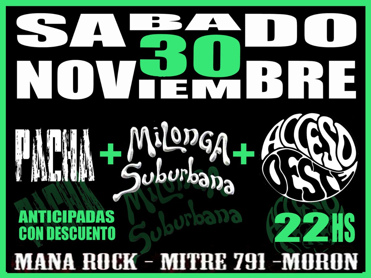 Una semana para volvernos a ver!

#MilongaSuburbana
#AccesoOeste
#Pacha