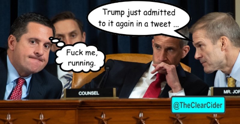 TheClearCider's tweet photo. 🤔

#GOP1 Hearsay, 3rd-hand

#GOP2 Partisan hacks

#GOP3 Whistleblower a spy, traitor

#GOP4 Fake, hoax

#GOP5 Trump being Trump

#GOP6 No bribery

#GOP7 DEMs, Pelosi, Schiff in on it

#GOP8 REP polls up

#GOP9 What about Obama

#TRUMP "UKRAINE, CHINA ! LOOK INTO BIDEN FOR ME !" https://t.co/zqPnzX6Rhe