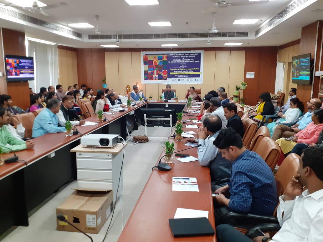 Glimpse from the panel discussion happening at the workshop on ayurgenomics <a href="/IGIBSocial/">CSIR-IGIB</a> , where secretary of <a href="/moayush/">Ministry of Ayush</a>  were the chief guest. <a href="/MoHFW_INDIA/">Ministry of Health</a> <a href="/Vaidyakotecha/">Rajesh Kotecha</a> <a href="/AnuragAgrawalMD/">Anurag Agrawal</a> <a href="/shekhar_mande/">Shekhar Mande</a> <a href="/mukerjim/">mitali mukerji</a> <a href="/BRPrasher/">Dr. Bhavana Prasher</a> <a href="/imlipsa/">lipsa panda</a> <a href="/adita781/">adita78</a> <a href="/vedantayurveda/">Vedanta Ayurveda</a> <a href="/tnesari/">Dr. Tanuja Nesari</a> <a href="/AIIA_NDELHI/">All India Institute of Ayurveda, New Delhi</a>