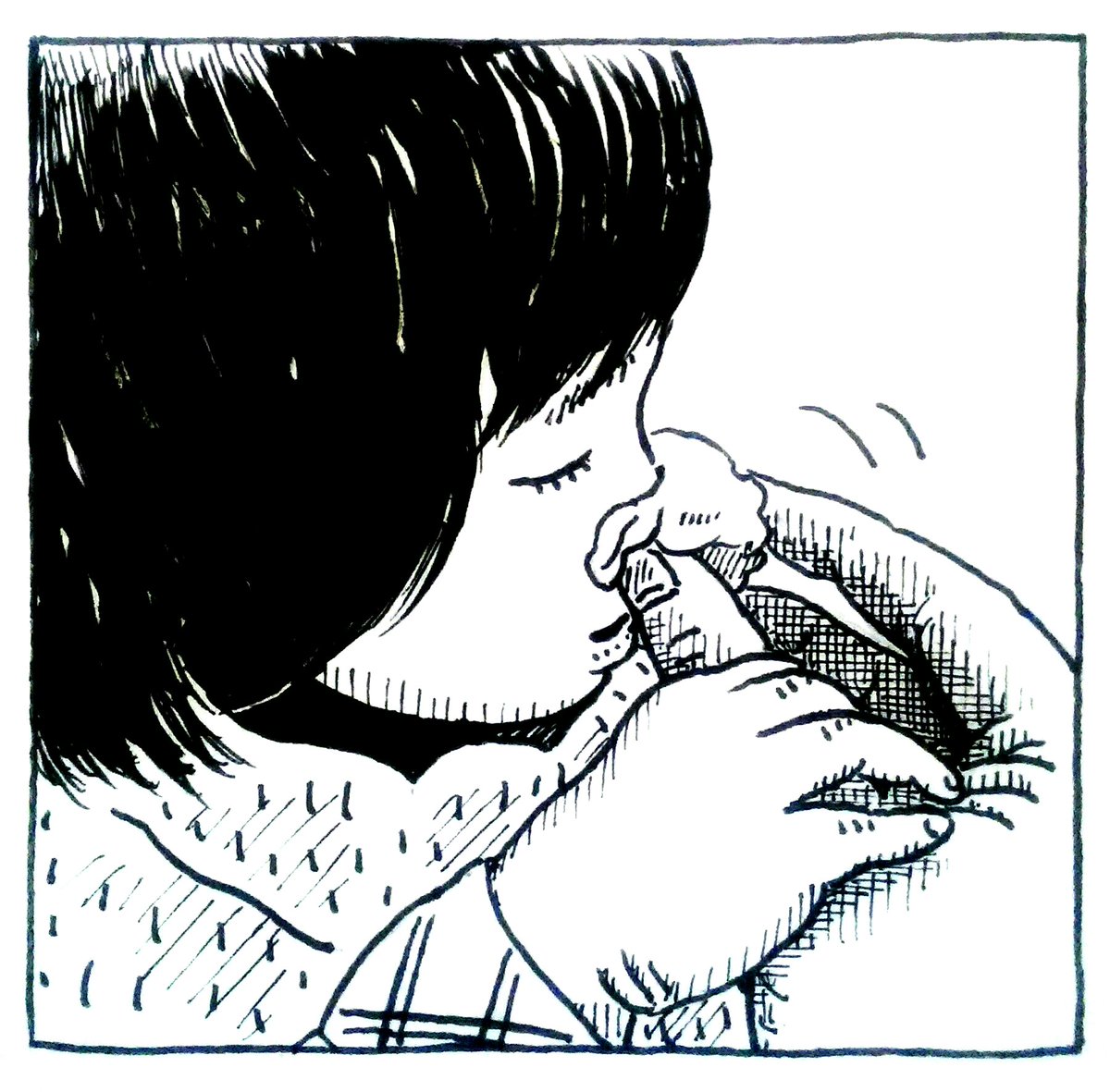 漫画、少しずつ描いてます。今からお昼に食べるたこ焼きを買いに行く。 