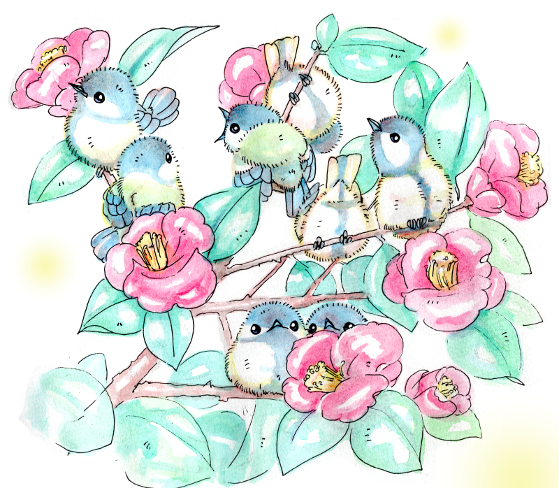 こけし Glbgcm45unxfprc もふもふ可愛い四十雀ちゃんと綺麗な椿の花の組み合わせが最高だぞ ๑ ᴗ ウチの実家の山奥にそんな光景があるかも なんてな笑 Twitter