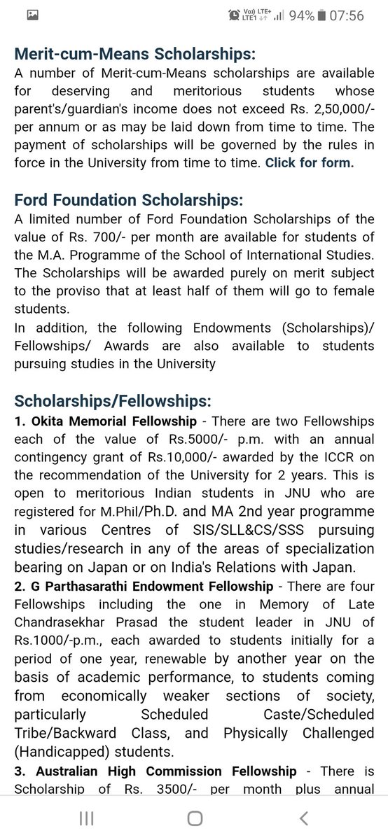 These are the schemes to help the poor students in total it's 15 as per  @JNU website. 40% percent students are not able study because of the fee hike agreed can't they find themselves a fellowship/scholarship? If they are able to find one there mess fees covered and still it's 4k