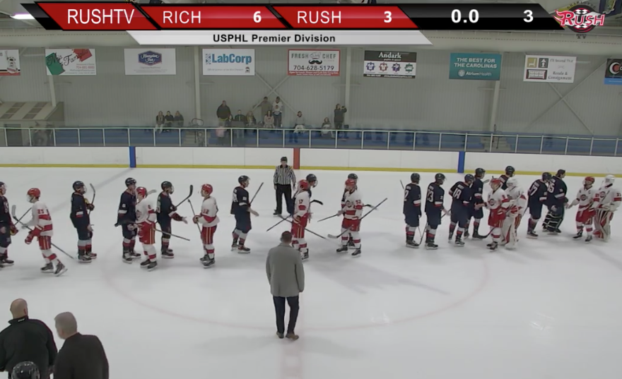 RVAGenerals's tweet photo. Matt Dougherty with his second of the night and the Generals Premier double up the Rush with a final score of 6-3. Thomas Lemire gets the win in net!! #RollGens #GENSWIN https://t.co/LGxrlQwOFV