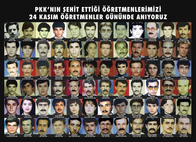 muratyesiltas's tweet photo. The PKK has killed more than 150 teachers since 1984. 

#teachersday https://t.co/j0Qh4Z1uzH
