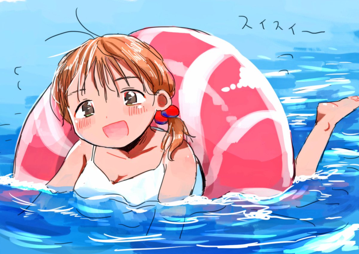 午前宙 Twitter પર イラスト 女の子 海 浮き輪