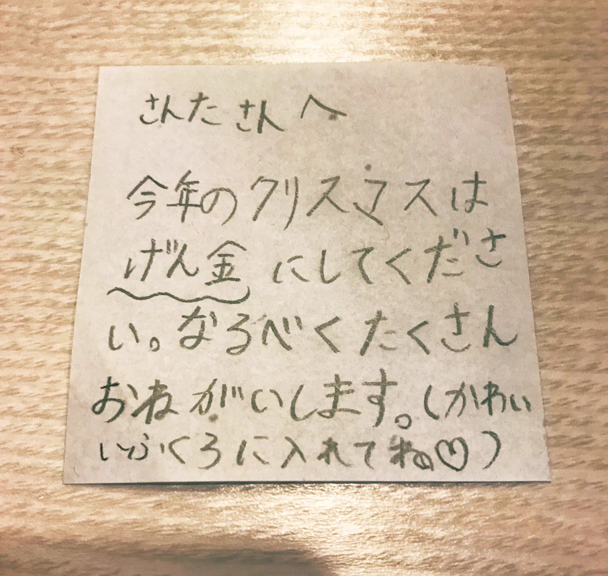 娘がサンタさんへ手紙を書いた結果？まさかの現金要求www