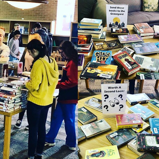 WCCSlibraries's tweet photo. Following their reading of #fahrenheight451 the Freshman Academy discussed the smaller space at the new school and helped make decisions on what books should go with us. https://t.co/CnULHQUd6C https://t.co/mTwZxkxhH8