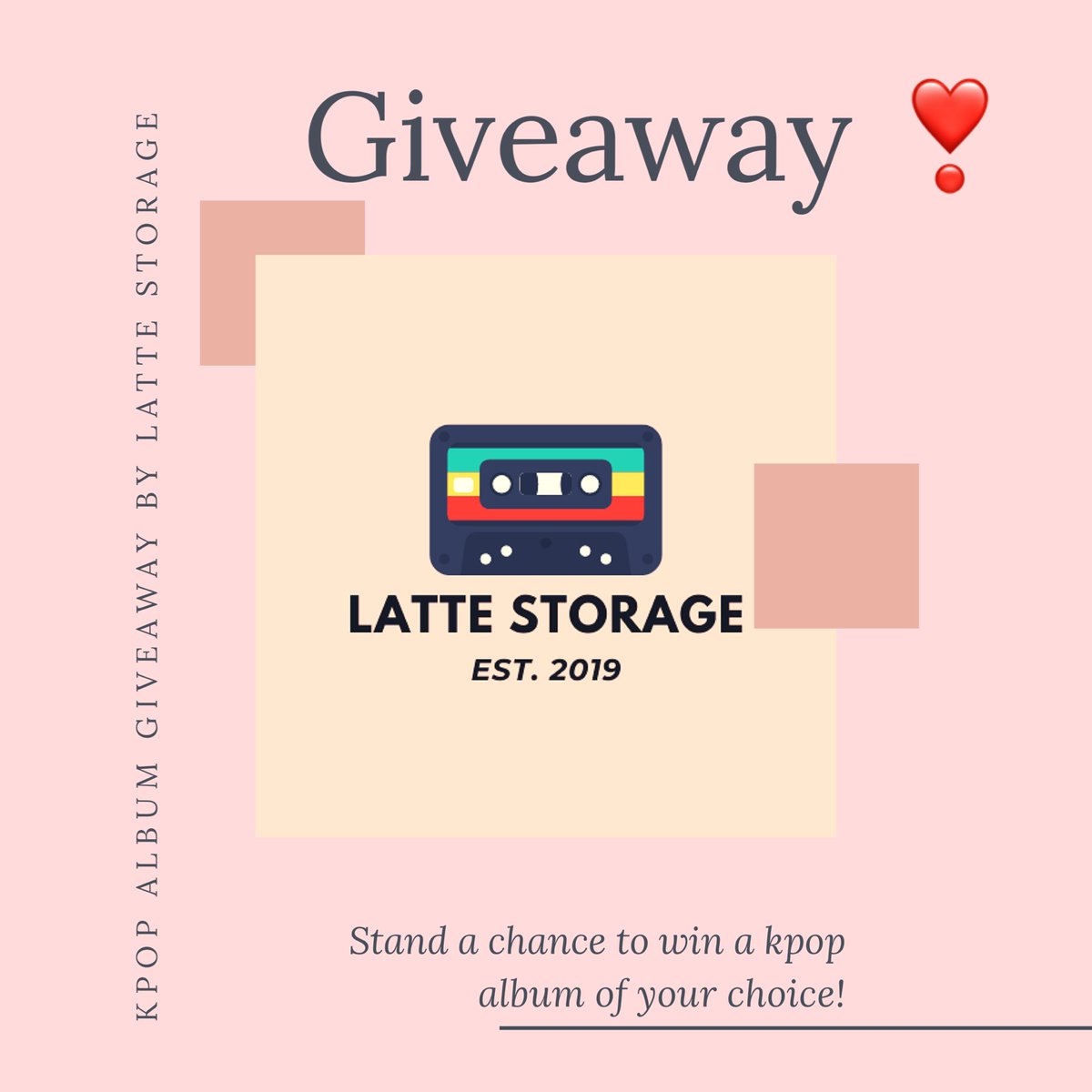 [𝐥𝐚𝐭𝐭𝐞 𝐬𝐭𝐨𝐫𝐚𝐠𝐞 ♡ opening giveaway❣️]

🎁 1 kpop album of winner’s choice (t&amp;c applied)

Rules :-
♥ follow <a href="/latte_storage/">latte storage ♡ | slow reply</a>
♥ rt pinned tweet
♥ rt + like this tweet
♥ tag 3 friends
♥ 🇲🇾 only
🔚 21/12/19 10 p.m.

Good luck! 🥰❤️
