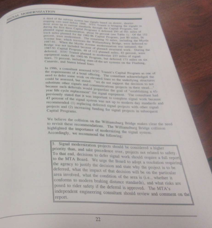 The installation schedule from the end of a (truly damning) MTAIG report on braking issues that played a huge role in the Williamsburg Bridge accident: