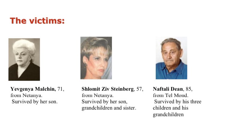 7) Organization: HamasOn March 4 2001, a 23 year old resident of Nur Shams, near Tulkarm, approached a number 22 bus stopped at a red light at the corner of Herzl and Shoham streets in Netanya and blew himself up.3 killed and approximately 53 wounded.