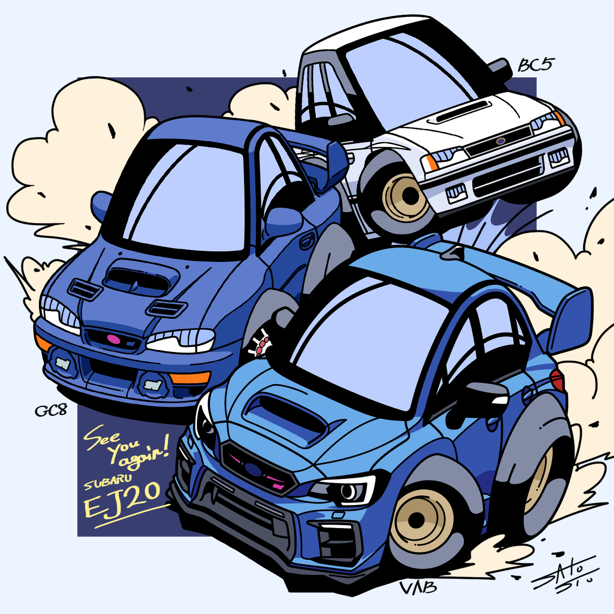 「Subaru Rally Heart #自動車 #車 #チョロQ #デフォルメ 」|さとしお SATOSIOのイラスト