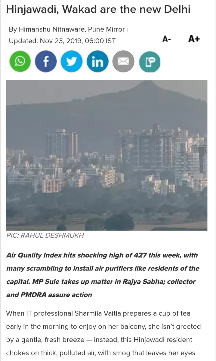 TweetXAnkit's tweet image. #Pune:
Delhi, you are not alone!!!  I'm with you 🙄
Concrete jungle is spreading all across  the green outskirts of Pune! 
#pollutionissues
