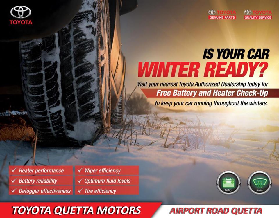 Toyota Quetta Motors on Twitter "𝑰𝒔 𝒚𝒐𝒖𝒓 𝑪𝒂𝒓 𝑾𝒊𝒏𝒕𝒆𝒓 𝑹𝒆𝒂𝒅𝒚? Visit Our