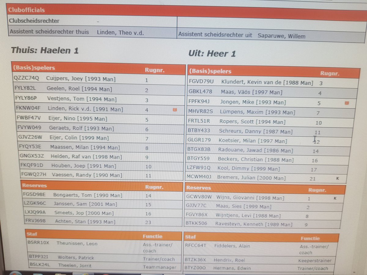 RksvHeer's tweet photo. Welkom bij de wedstrijd @RKVVHaelen - #Heer1. Opstellingen hier beneden #HaeHee https://t.co/qZlAtmewbG