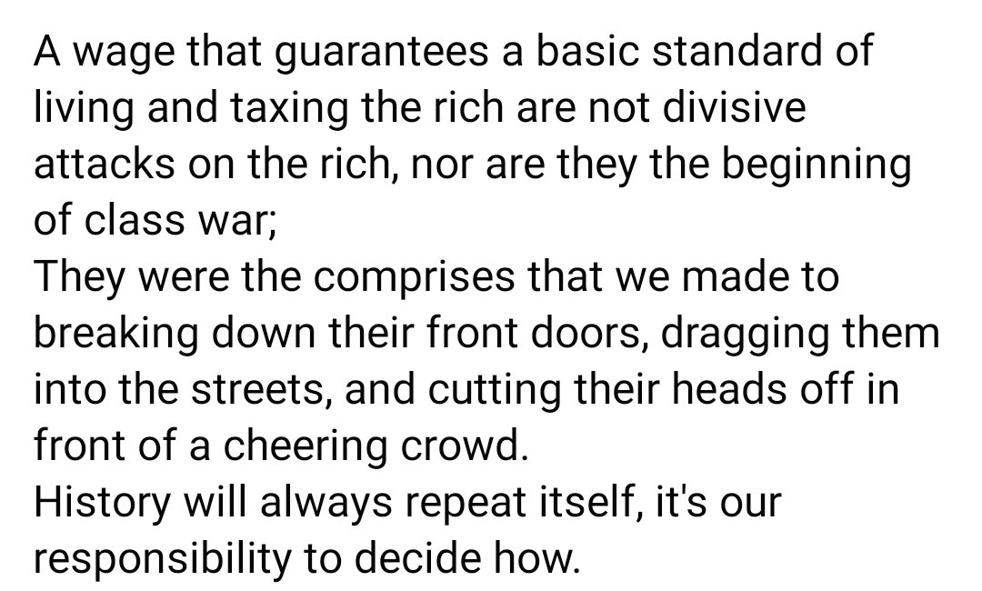 nancy_fons's tweet photo. I'm not opposed to a bit of head-chopping, but I'd much rather an easy transition to a decent government and see lying politicians and billionaire tax-dodgers before a court, stripped of their ill-gotten assets, and thrown into a prison cell.
#VoteLabour
#VoteLabourDecember12 https://t.co/hNVMratvSM