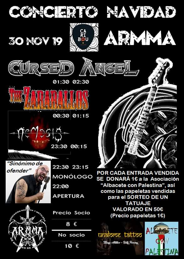 El próximo sábado 30/11 estaremos tocando en la sala Caribou de Albacete junto a Nemesis y The Zaraballos por una buena causa. ¡Os esperamos! 🤟🏻