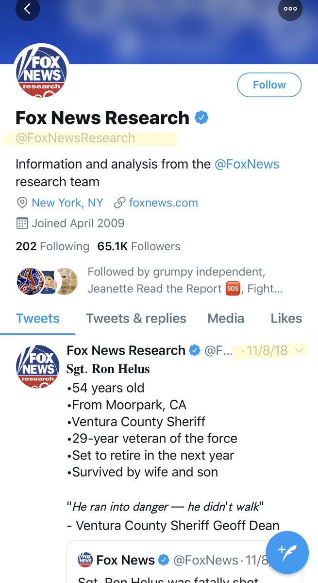  @realDonaldTrump’s largest propaganda accounts:  @FoxNews  @foxandfriends  @FoxNewsResearch were shuttered in November 2018....and he hasn’t said a peep about it...