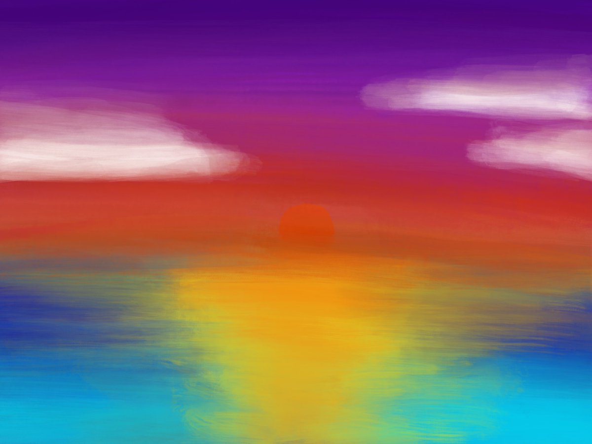 Rii 風景画 夕焼け Procreate Ipadair 夕焼け イラスト 風景画