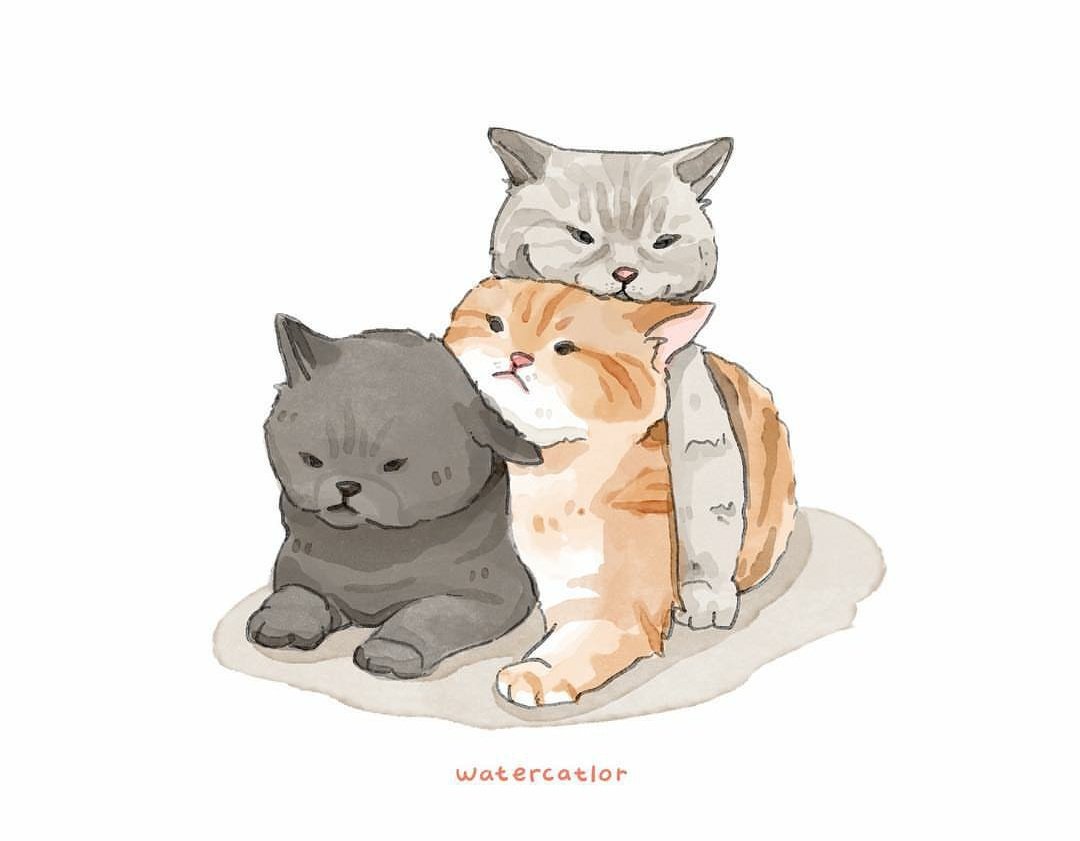 Кошка с котятами рисунок