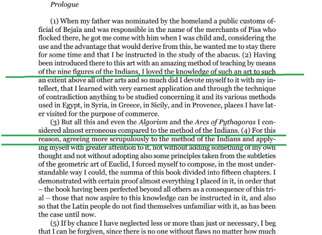 Fibonacci further says:"For this reason, basing my book COMPLETELY on Indian methods and applying myself with greatest attention to it, but not without adding something of my own thought, I forced myself to compose this book.I demonstrated everything with proof"