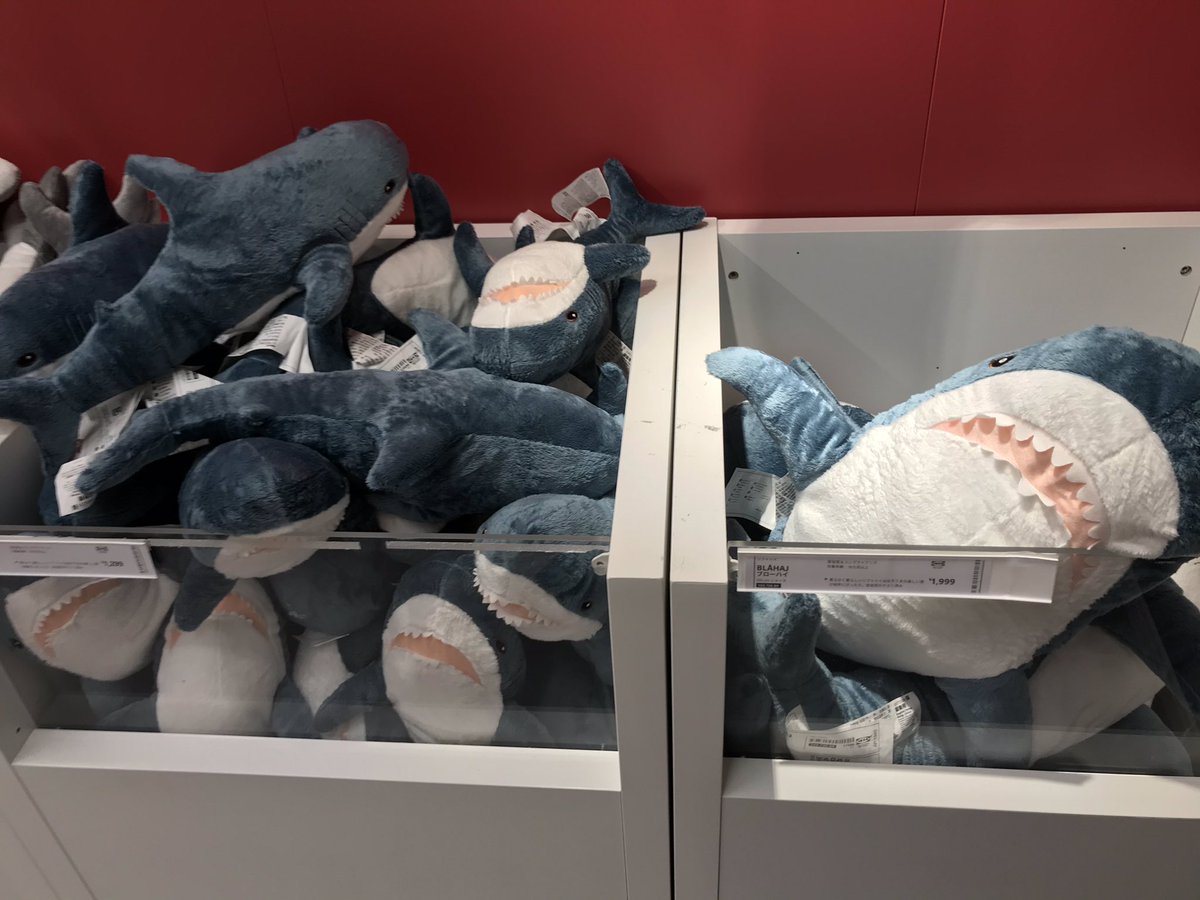 バツ Ikea長久手にてikeaのサメさんを発見 55cmと100cmのがいるんだね 悩んで大きいのを買いました イケアシャーク Ikea長久手