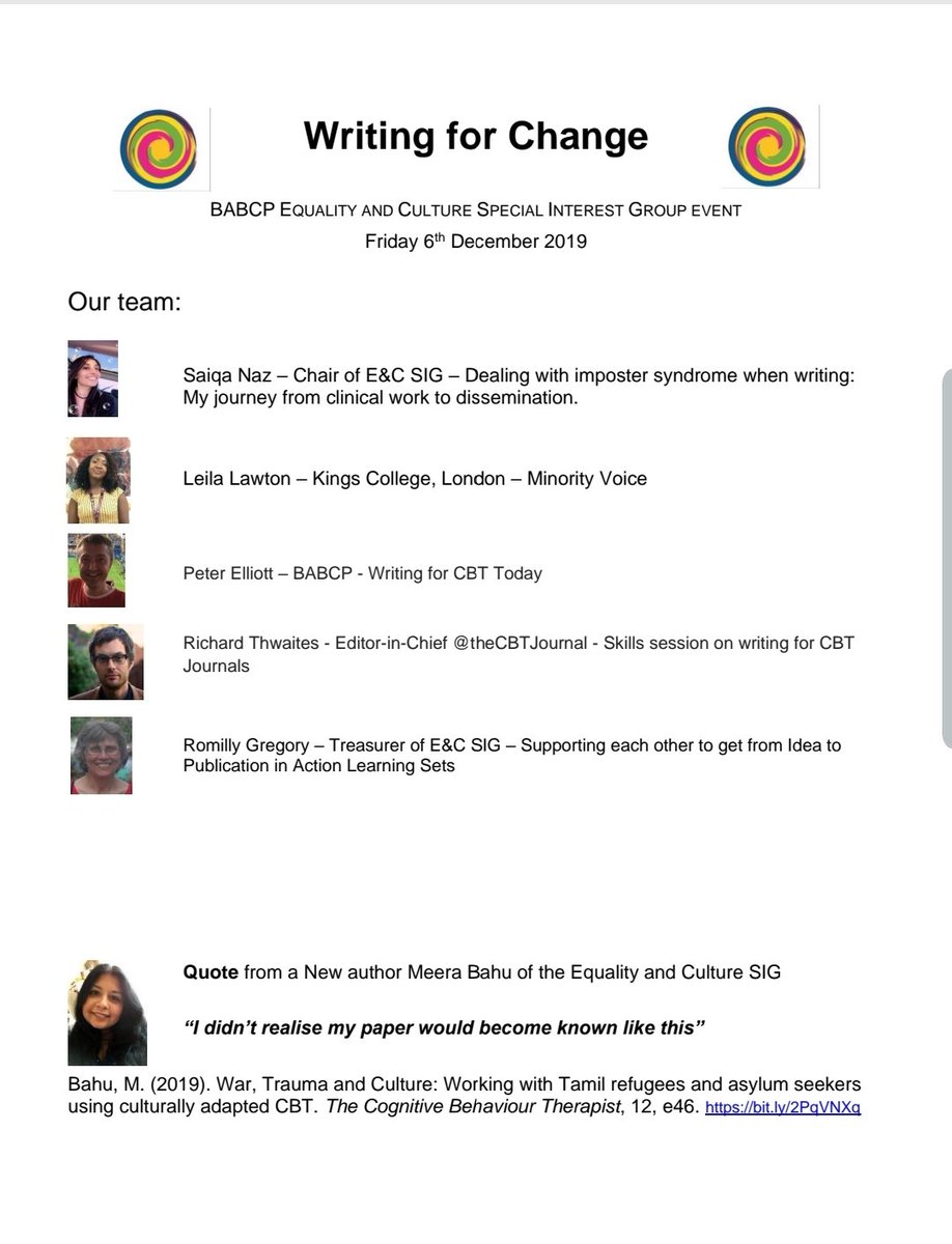 Inclusion in mental  health should be non-negotiable. It's not an additional skill set, but is core. So...

Here are details of our amended 'Writing for Change' event. Not taking anymore bookings

Hope to be joined by some special guests, but keeping it 🤐 for now!

#mentalhealth