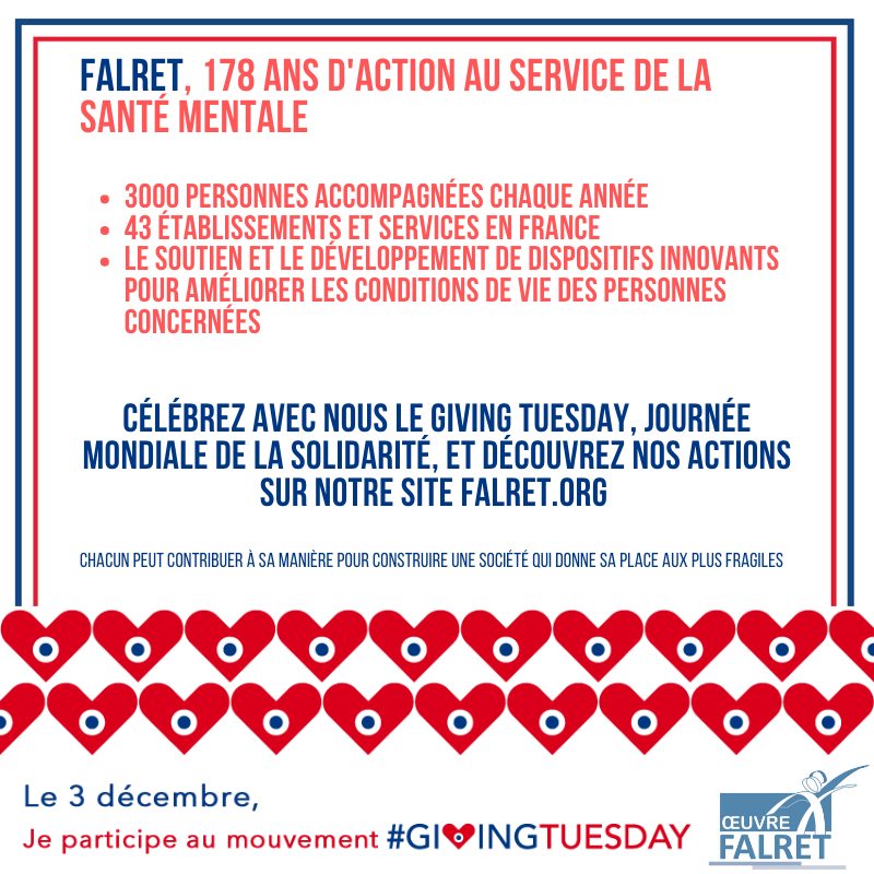Action_Falret's tweet photo. J-9 ! Le Giving Tuesday approche, le mouvement mondial qui vise à encourager la générosité, solidarité et l’engagement.
Découvrez nos projets à soutenir sur notre site https://t.co/mEuKRrcBuN #GivingTuesdayFr https://t.co/m73UQitoQe