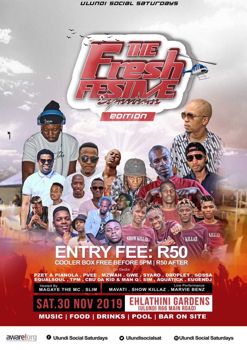 LasyaEvents's tweet image. #UlundiSocialSaturdays "FRESH FESTIVE EXPERIENCE EDITION", 30 Nov '19, EHlathini, R50 Gets you in, Coolers Free before 17h00 [R50 After] - Live DJs, Food &amp;amp; Drinks