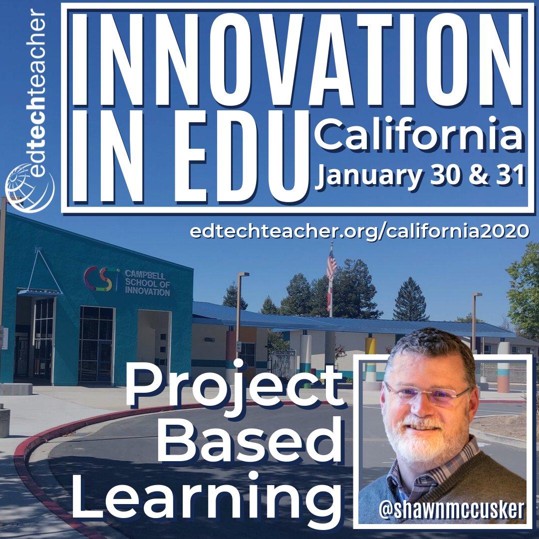 EdTechTeacher21's tweet photo. The Innovation in EDU event heads to California this January. Join us at the Campbell School of Innovation for a two day exploration into one of our event strands:
#coaching
#pbl
#designthinking
#deeperlearning
https://t.co/RVVnTLCKBI
#edchatca https://t.co/kWXjFIIrgP