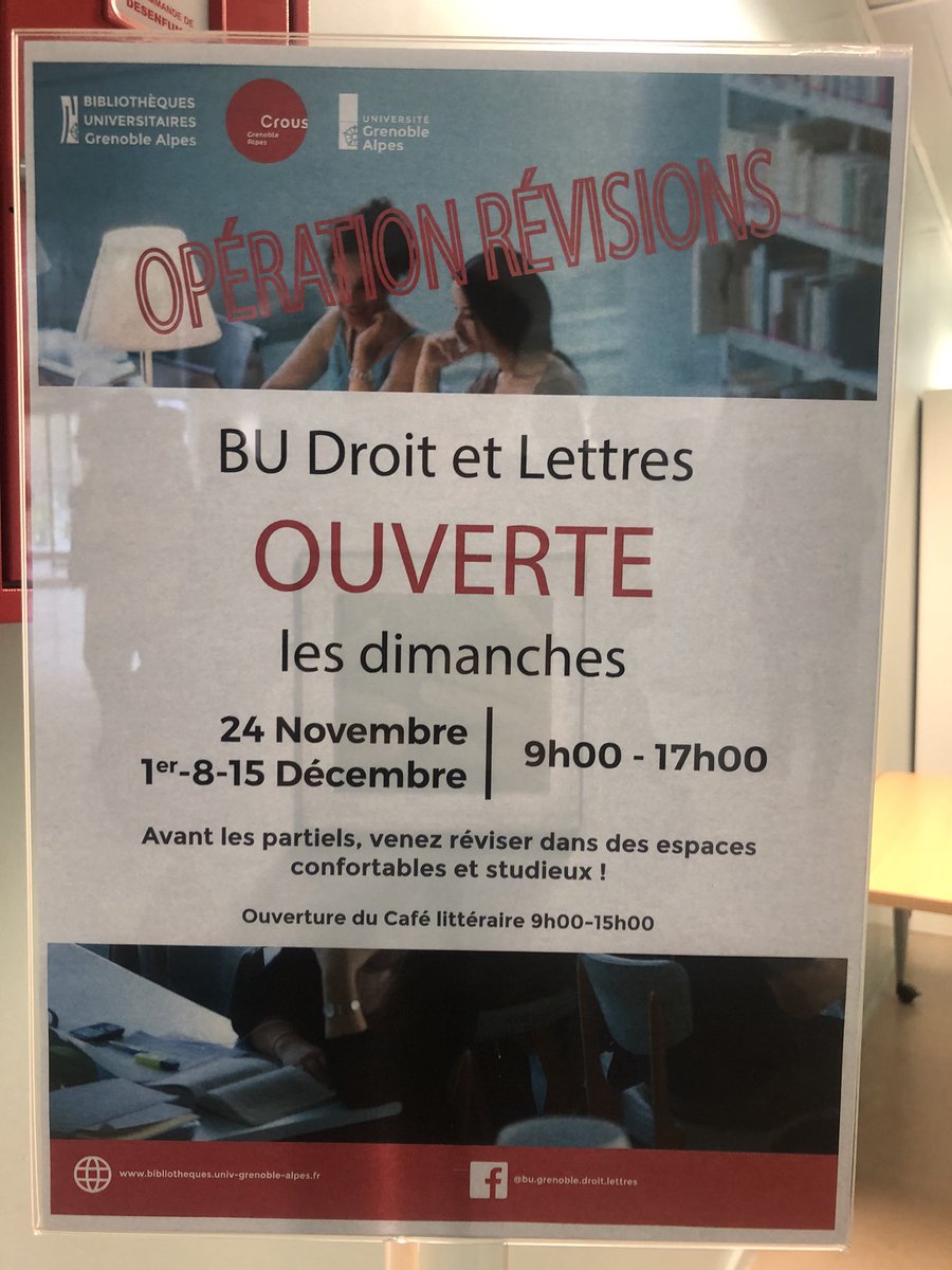 JorisBenelle's tweet photo. Sanaa (eco gestion), Erwan (droit), Eda (paces), l’exemple de 3 étudiants présents ce matin à la 1ère ouverture des BU le dimanche. Un réel besoin car « on travaille mieux ici que chez nous ». Merci aux équipes qui ont mis en œuvre rapidement. Succès total ! @UGrenobleAlpes https://t.co/tAfP7zHqDf