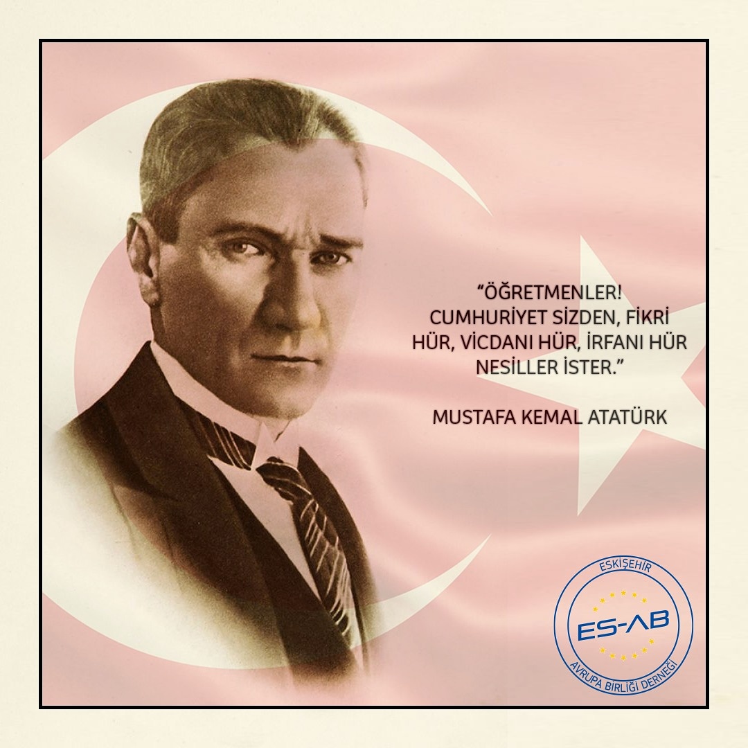 EsABdernegi's tweet photo. Başta ulu önder Mustafa Kemal Atatürk olmak üzere sabrını ve sevgisini bizden hiç esirgemeyen, bilgi ve düşünceleriyle yolumuzu aydınlatan tüm fedakar öğretmenlerimizin 24 Kasım öğretmenler günü kutlu olsun. https://t.co/LmZTvWCGkf
