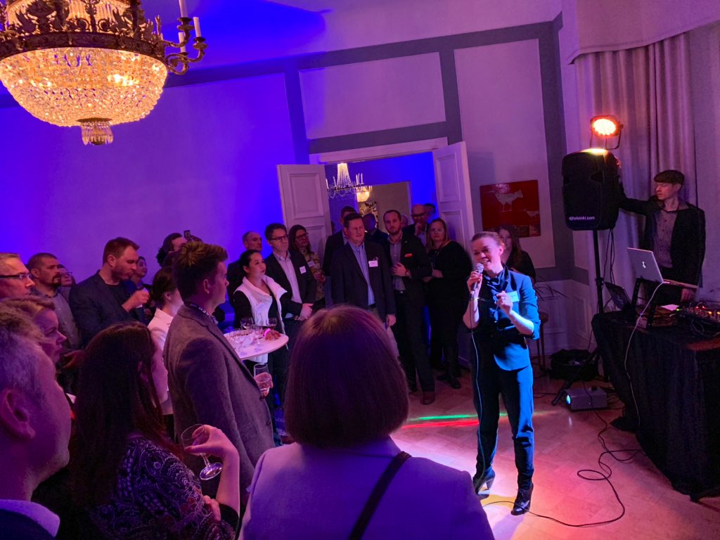 KlyngeC's tweet photo. During @SlushHQ the 🇩🇰 Residence in Helsini was transformed into an uber-cool side-event for entrepreneurs &amp; partners. Thx to @DKAMBinFinland &amp; team for hosting &amp; to 🇫🇮 Amb 4 Inno @JarmoSareva, @mariegorvild/ @techfestivalcph &amp; @Simon19757/@CphFinTech for joining. #TechPlomacy🌐 https://t.co/r6F9zrF27e