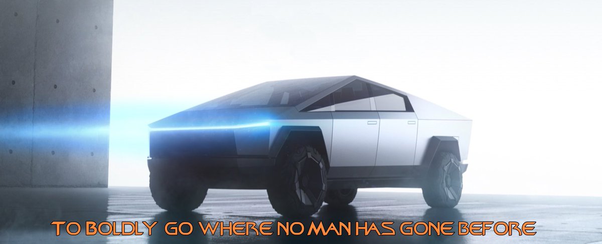 Schevron's tweet image. You may argue about design. But you just have to love what it stands for - think different, think outside the box and be bold with your ideas!
#ElonMusk #Cybertruck