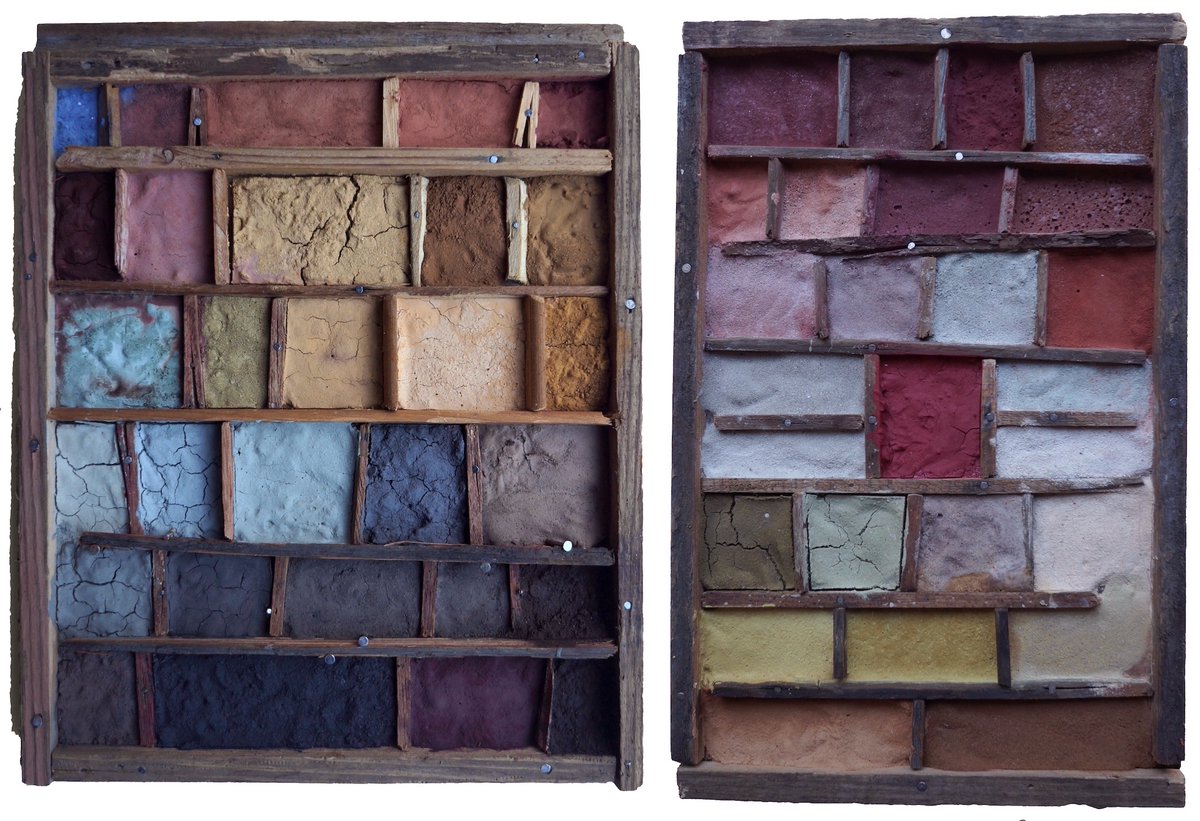 thisiscolossal's tweet photo. A multicolored library of the world’s ochre pigments archived by Heidi Gustafson https://t.co/mZIxwOCwzt https://t.co/AI4qqmw0vA