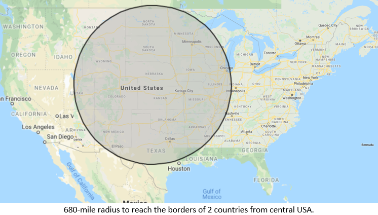 brettshavers's tweet photo. @ABananaRambling Context may be helpful to understand the why for those stats. Living in Kansas puts you over 600 miles away to 2 countries. Living in France puts you within more than a dozen countries at that distance. Living in France and traveling to Spain isn't really traveling 'abroad'. 🙂 https://t.co/2iGBeePD2k
