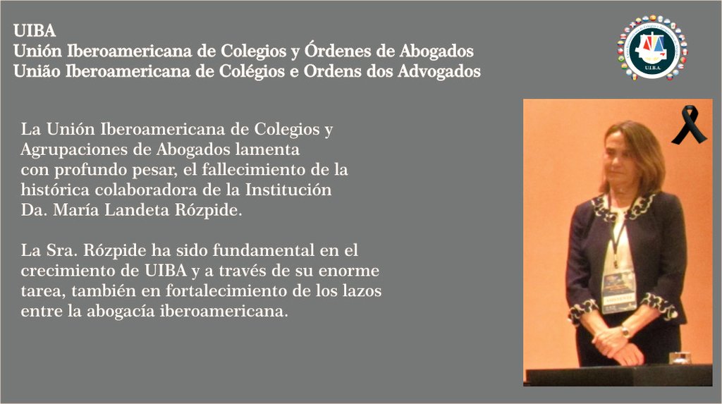 <a href="/uiba_oficial/">UIBA</a> lamenta el fallecimiento de la histórica colaboradora de la institución, Da. María Rózpide. Q.E.P.D.