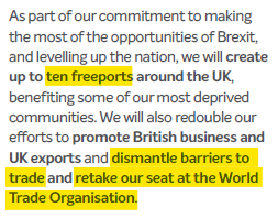 [Conservative manifesto cont]• Ten free ports.This is not straightforward. Here are a couple of articles on free ports and Brexit•  @FullFact:  https://fullfact.org/europe/free-ports/•  @pholmes8 on  @uk_tpo:  https://blogs.sussex.ac.uk/uktpo/2019/09/26/freeports-preparing-to-trade-post-brexit/… 18/n  https://vote.conservatives.com/our-plan 