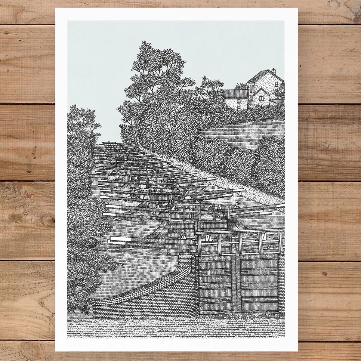 Mr_MichaelLewis's tweet image. #CaenHill #Locks #Devizes The hand drawn perspective captures the iconic Kennet and Avon Canal Caen Hill Locks in Devizes, Wiltshire. The illustration depicts the main flight of sixteen locks designed by Engineer John Rennie the Elder. Now available as an A4 Limited Edition Print