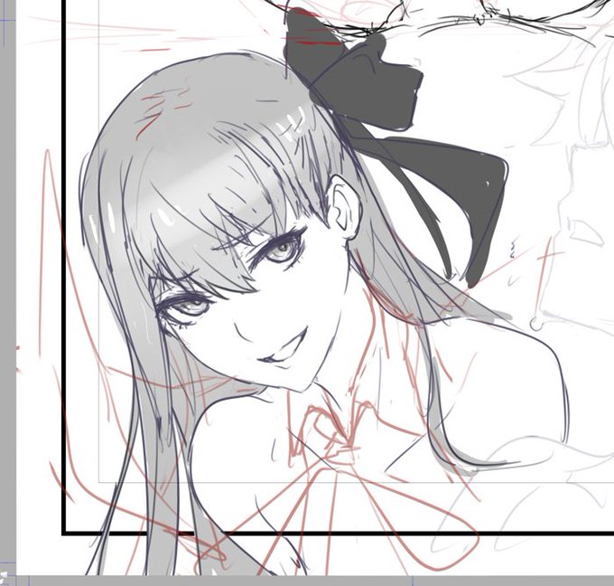 未だ下書き作業中…でもいい表情描いた(自画自賛 