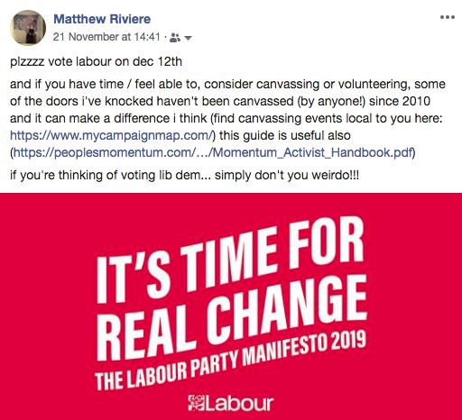 putting this here as well <3

labour manifesto: labour.org.uk/manifesto/
campaign map: mycampaignmap.com
canvassing guide: tiny.cc/94rrgz