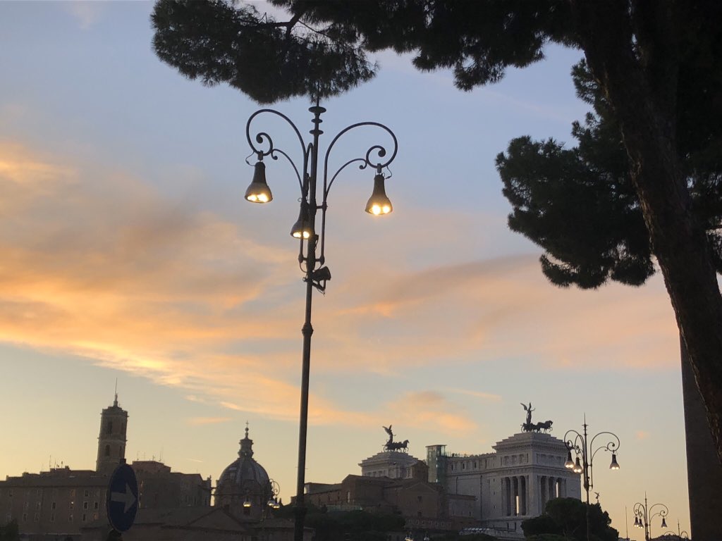 I have witnessed more beautiful silhouette sights within Rome. Only this time it was now later within the evening hours, the street lamps & trees I’ve encountered were more unique, & I can even see plentiful of ancient structures in the background. This was still very magical.