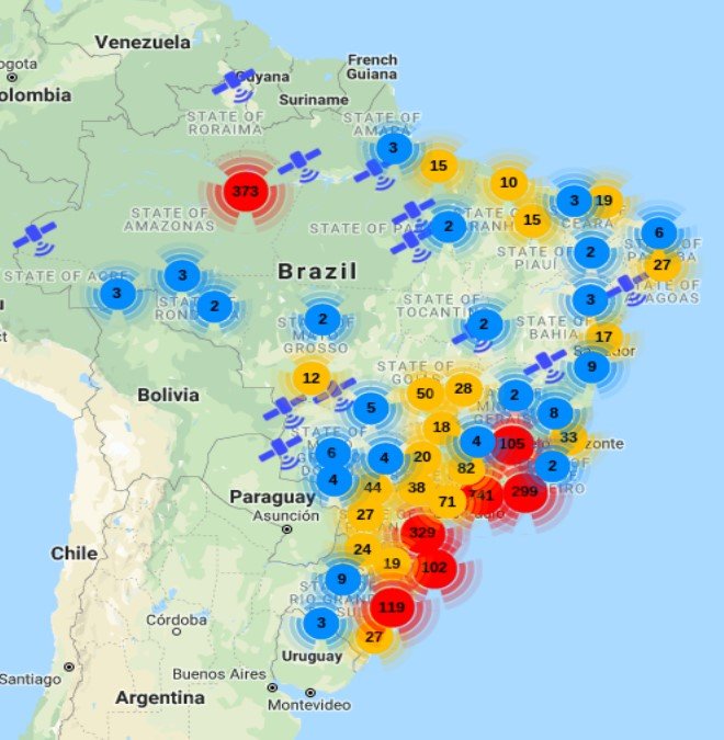 I visualized every place that NMEA sentences point to for whole Brazil. Location is not IP based but it's established by parsing NMEA response from device. Second screenshot is for Sao Paolo.