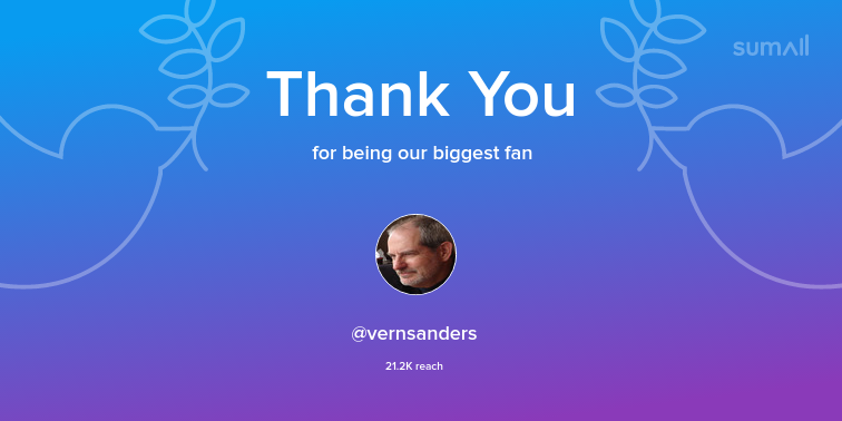 Our biggest fans this week: vernsanders. Thank you! via sumall.com/thankyou?utm_s…